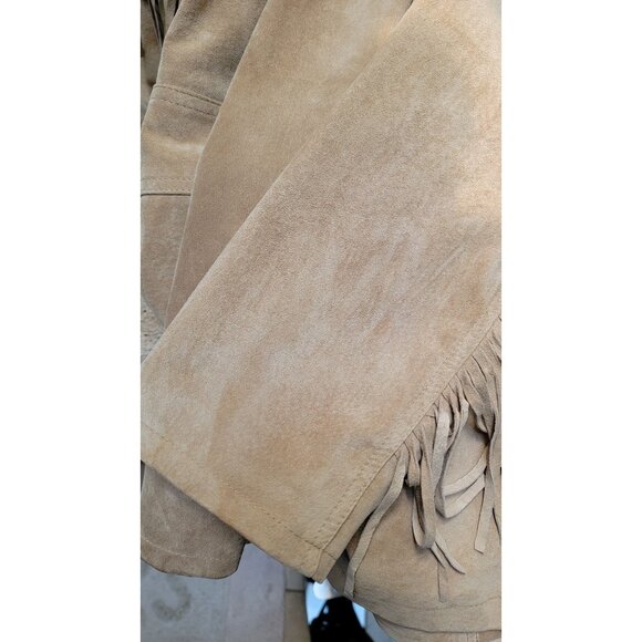 Esprit Womens Fringe Leather Jacket L - Picture 6 of 6